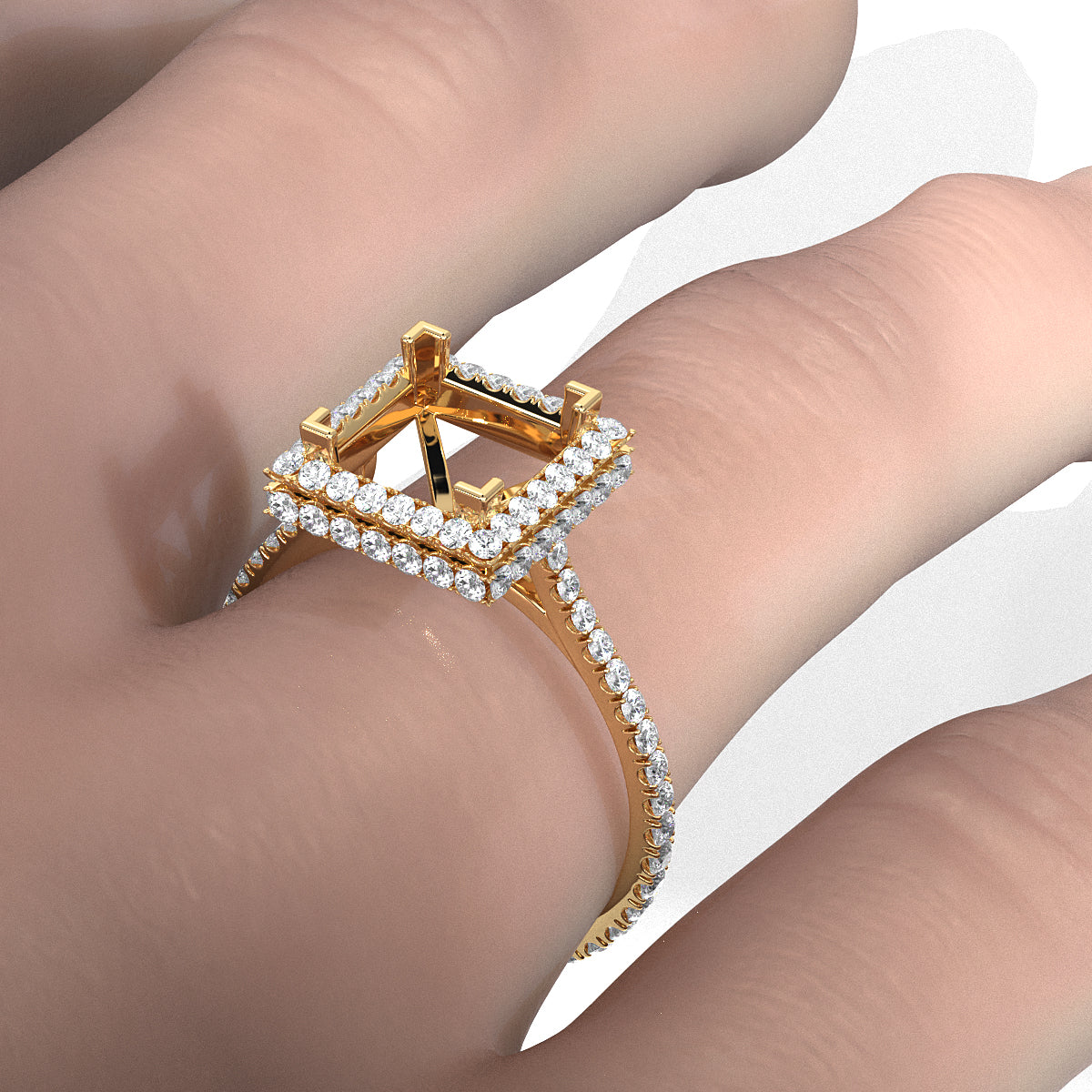 Double Halo Semi Mount Lab Grown Diamond Engagement Ring 0.53 Ct.